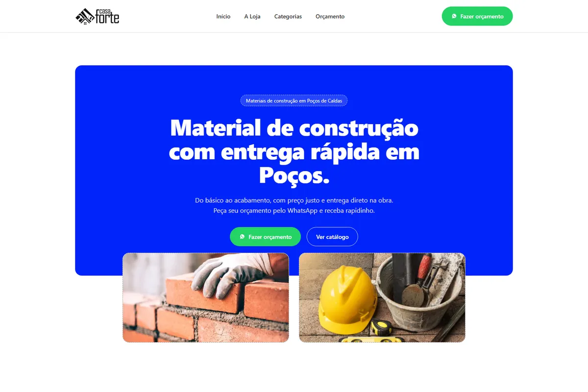 Site da loja de material de construção Casa Forte